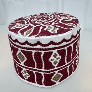 Sombreros Tradicionales de Algodón con Bordado de Terciopelo para Hombres, Gorros Étnicos Saudíes - Product Image 3