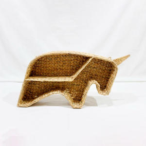 Woven wicker water hyacinth wall <b>shelf</b> kid <b>bedroom</b> decorative book display racks unique unicorn shape hanging organizer holder - Product Image 1