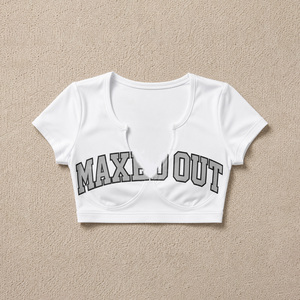 Custom Women's Deep V <b>Crop</b> <b>Top</b> Graphic Print Tee Half Sleeve Plunge Neck women's shirt Premium Cut Partywear Spring Summer Style - Product Image 3