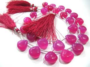 Perles en calcédoine rose vif naturelle, forme cœur, simples, 8 pouces de long - Product Image 2