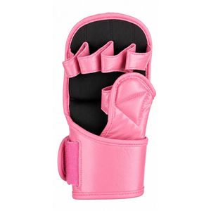 Custom MMA Sparring Gloves PU Leather Open Palm Training Fight Gloves Martial Arts Grappling Kick Boxing Daily Use <b>Light</b> Pink - Product Image 3