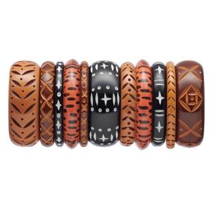 Brazalete de Resina Natural con Diseños Tallados a Mano Estilo Indio, Brazalete Tallado a Mano, Brazalete Colorido - Product Image 1