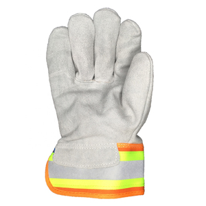 ถุงมือทำงานหนังวัวเกรด AB ผิวหนังแยกส่วน  ผ้าสะท้อนแสงสีเงินคุณภาพสูง - Product Image 4