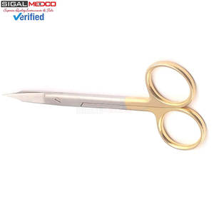 Tijeras Goldman Fox de 5 Pulgadas con Insertos de Carburo de Tungsteno, Mango Chapado en Oro, Precisión Quirúrgica, Certificación CE - Product Image 6