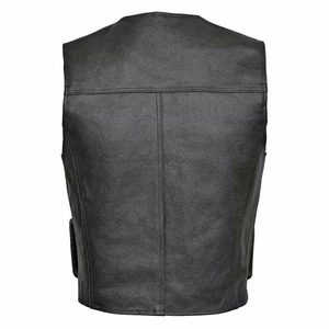 Chaleco de Cuero Genuino Personalizado para Hombre, Corto, Impermeable, Transpirable, con un Solo Botón, Reversible, Estilo Motero - Product Image 4