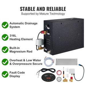 Generatore di Vapore per Doccia da 15 kW con Timer 24h, Drenaggio Automatico, Riscaldamento a Segmenti, Temperatura Personalizzabile, Timer 24h per Kit Bagno - Product Image 4