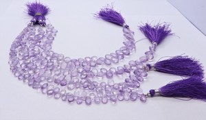 ลูกปัดอเมทิสต์สีชมพูธรรมชาติทรงหยดน้ำเจียระไนขนาด 5x7 มม. ความยาว 8 นิ้ว จากผู้ค้าส่ง - Product Image 5