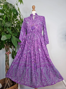 Vestido Midi Paisley Floral Estampado de bloque indio Algodón transpirable Elegante Cómodo Verano Ropa de día Casual con cintura natural - Product Image 6