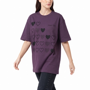 Camiseta de Mujer con Estampado de Corazón Personalizado, al por Mayor, Lisa, Informal, de Manga Corta, Estilo Jersey, Prenda de Algodón Personalizada - Product Image 3