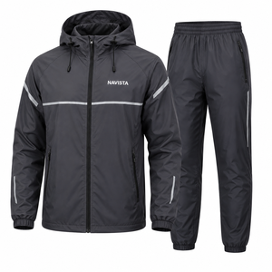 Custom Design Unisex Autumn Windbreaker Set Full <b>Zip</b> <b>Hooded</b> Jacket Matching Pants Outfit OEM ODM Breathable Waterproof - Product Image 4