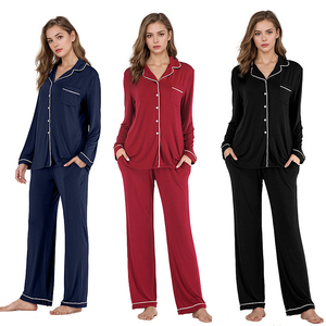 Ensemble de pyjama en soie tricotée 100 % pour femme, sans manches, couleur unie, col rond, short, doux, respirant, décontracté, avec logo frontal, collection automne - Product Image 3
