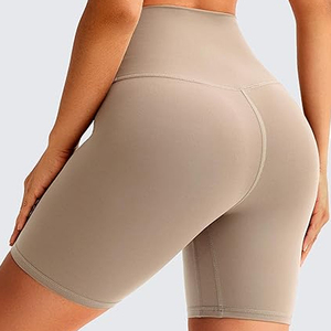 Shorts de compression pour femmes à taille haute, respirants, en spandex coloré, avec logo personnalisé et poches, pour le yoga et la gym - Product Image 5
