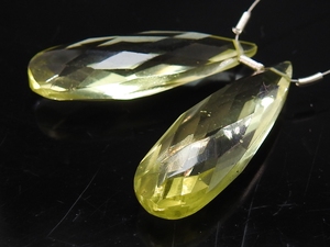 Cuentas de cuarzo amarillo limón hechas a mano, facetadas en forma de lágrima, de 30x10 mm, con orificio de 0.50 mm para la fabricación de joyería DIY. - Product Image 5