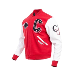 Veste de baseball en chenille personnalisée avec logo brodé, boutons contrastés, style letterman, veste bomber brodée - Product Image 2