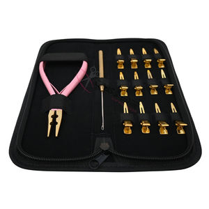 ชุดคีมต่อผมแบบไมโครริง 2 รู สีชมพูและสีทอง สำหรับมืออาชีพ พร้อมคีมจีบแบบนาโนริง และคีมรัดลูกปัด พร้อมคลิปและตะขอ - Product Image 1