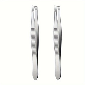 Pince à épiler de précision à pointe fine en acier inoxydable 87 mm, design moderne léger, noir et argent - Product Image 3