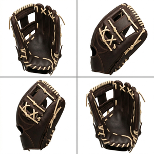 Gant de baseball en cuir H-Web pour droitier, à doigts entiers, avec fermeture auto-agrippante et sangle de poignet réglable, pour outfield, adulte, toutes saisons - Product Image 2