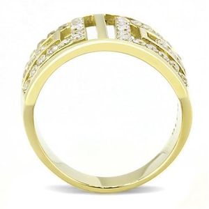 Anello in acciaio inossidabile con zirconi di grado AAA TK3238, placcato oro IP (Ion Plating), con orecchini a cerchio trasparenti alla moda - Product Image 3