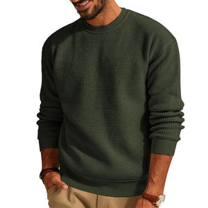 Pull-over en coton mélangé anti-rétrécissement, couleur chinée, coutures contrastées, séchage rapide, personnalisable sur le devant, basique d'hiver de haute qualité - Product Image 1
