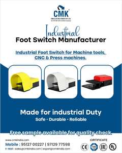 Interrupteur à pédale CMK avec couvercle - 1NO+1NC, fonctionnement mains libres pour un fonctionnement sûr, rapide et fluide des machines CNC - Product Image 1