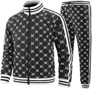 Ensemble de survêtement sportif pour homme, style hip-hop, brodé, 2 pièces, 100% coton molletonné, séchage rapide - Product Image 2