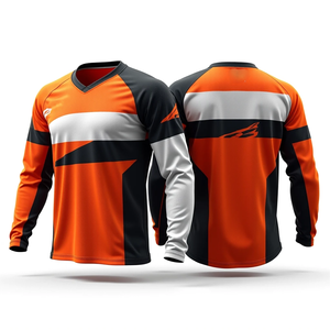 เสื้อเจอร์ซีย์มอเตอร์ครอสแบบซับลิเมชั่นสั่งทำพิเศษสำหรับผู้ชาย แขนยาว สีส้มดำ แห้งเร็ว เสื้อแข่งสำหรับผู้ใหญ่ ทุกฤดูกาล - Product Image 3