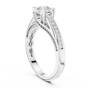 Anillo de Diseño Premium de Lujo con Certificación GRA, con Diamantes Cuadrados, Octogonales y Redondos Engastados, Disponible en Oro Blanco de 14K - Product Image 4