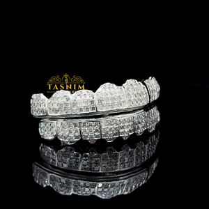 TASNIM Grillz dentaire Hip Hop en Argent 925 plaqué Or avec Moissanite VVS taille Princesse et sertissage invisible, Unisexe, pour Fêtes et Usage Quotidien - Product Image 2