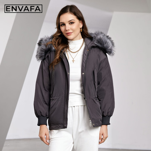 Real Fur Hood <b>Duck</b> <b>Down</b> Coat Short Puffer <b>Jacket</b> Thick Winter Parka Waterproof Zipper Outerwear Women's Premium Overcoat - Product Image 1