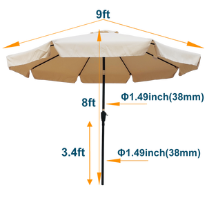 Ombrellone da Giardino Rotondo da 3 Metri con Manovella e Pulsante di Inclinazione, Base per Tavolo da Mercato, Ideale per Esterni, Giardino, Terrazza, Cortile, Piscina - Product Image 4