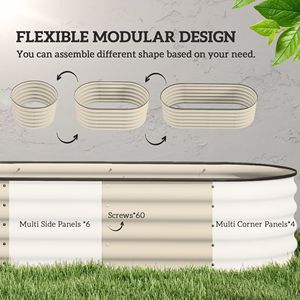 Kit Fioriera Rialzata Zincata 6.4 x 2 x 1.4, Contenitore in Metallo Color Crema con Bordo di Sicurezza per Fiori e Piante - Product Image 4