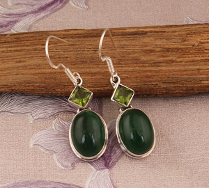 Natural Malachite Peridot <b>Earrings</b> 925 Sterling Silver Handmade Multi-Gemstone Jewelry Wholesale <b>Green</b> Stone Dangle <b>Earrings</b> - Product Image 6