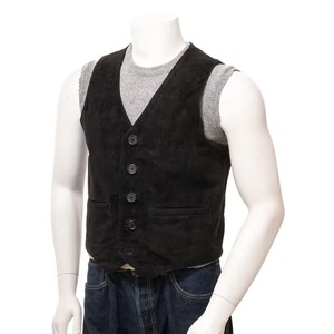 Custom Fashion Reversible <b>Mens</b> Biker/Motorcycle <b>Suede</b> Leather Vest Breathable Autumn Outer Wear Button Decoration - Product Image 5