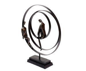 Sculpture Patience, figurine moderne abstraite en résine et métal, assise dans un cercle concentrique, pour décoration de table et de chambre à coucher. - Product Image 2