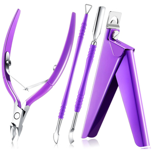 Kit professionnel 4-en-1 pour ongles en acrylique : Coupe-ongles, coupe-faux ongles, pousse-cuticules et coupe-cuticules en acier inoxydable OEM - Product Image 1