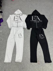 Conjunto Deportivo Ligero Unisex con Capucha, 100% Algodón, Lavado Ácido, Pantalones Largos y Sudadera, Ropa Deportiva Urbana para Verano - Product Image 4