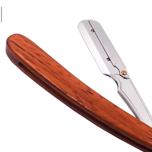 Professional <b>Single</b> <b>Blade</b> Grooming Barber <b>Razor</b> Stainless Steel <b>Blade</b> Wooden Handle Salon Straight Equipment for Barber Use - Product Image 3