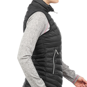 Chaleco acolchado negro para mujer, sin mangas, con cremallera frontal, cortavientos, informal, de color liso, con cuello alto - Product Image 4
