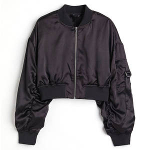 Premium <b>Women</b> Custom Color Cropped Bomber <b>Jacket</b> Pullover Casual Streetwear Breathable Winter Outerwear OEM ODM Wholesale - Product Image 6
