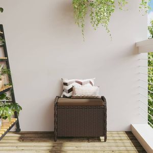 Sgabello da giardino marrone in Rattan con cuscino 22.8 "x 18.1" x 18.1 "per mobili da esterno - Product Image 3