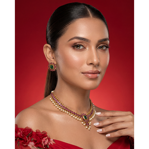 Indian Ethnic Artificial Jewellery Madhuri Traditional Agate Stone Necklace - Product Image 1