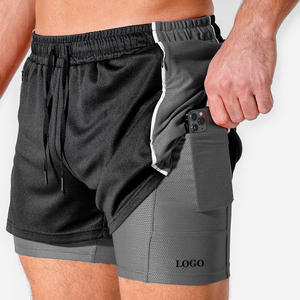 โอโม ฟิตเนส กางเกงขาสั้นกีฬาลำลองสำหรับผู้ชาย โพลีเอสเตอร์ สำหรับวิ่ง ออกกำลังกาย ยืดหยุ่น/แห้งเร็ว บาสเก็ตบอลอเมริกันสองชั้น - Product Image 3