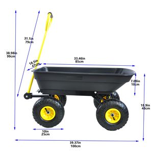 Heavy Duty 10 Pouces Pneus Pneumatiques 55L Capacité Pliable Multifonctionnel Cadre En Acier Jardin Dump Wagon Chariot 300lb Utilitaire Chariot - Product Image 4
