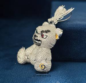 จี้หมีโกรธประดับเพชรโมอิสซาไนต์ VVS ผ่านการทดสอบเพชร  ทำจากเงินแท้ 925 สไตล์ฮิปฮอป - Product Image 3