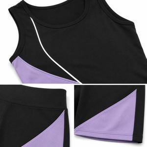 Top Deportivo Corto para Mujer, Estilo Racerback, Cuello Redondo, Bloques de Color, Costuras Asimétricas en Contraste, Secado Rápido, Spandex - Product Image 4