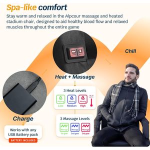 Premium Foldable Heated Massage <b>Reclining</b> Stadium <b>Seat</b> with Back Support for Bleachers and Camping - Product Image 3