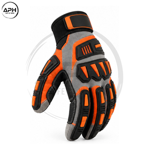 Guantes de Trabajo Resistentes de Color Negro y Naranja, Guantes de Impacto con Nudillos Reforzados, Palma Acolchada, Muñequera Ajustable, Guantes Industriales Personalizados - Product Image 5