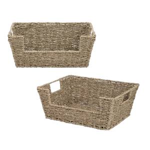 ISLA Paquete de 2 Cestas de Almacenamiento Rectangulares de Mimbre para Despensa, Organizadores Tejidos con Asas Recortadas para Estantes del Hogar y Exhibición en Tiendas OEM - Product Image 4