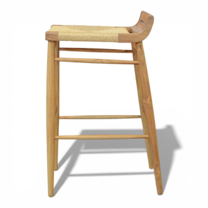 Silla Alta de Café Estilo Nórdico con Estructura de Madera de Teca para Decoración del Hogar - Product Image 4