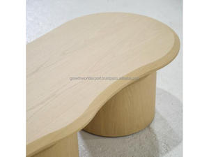 Handmade <b>Wooden</b> Center Table with Round Base Contemporary Furniture Scandinavian Style <b>Solid</b> Wood Side Table Irregular Shape - Product Image 2